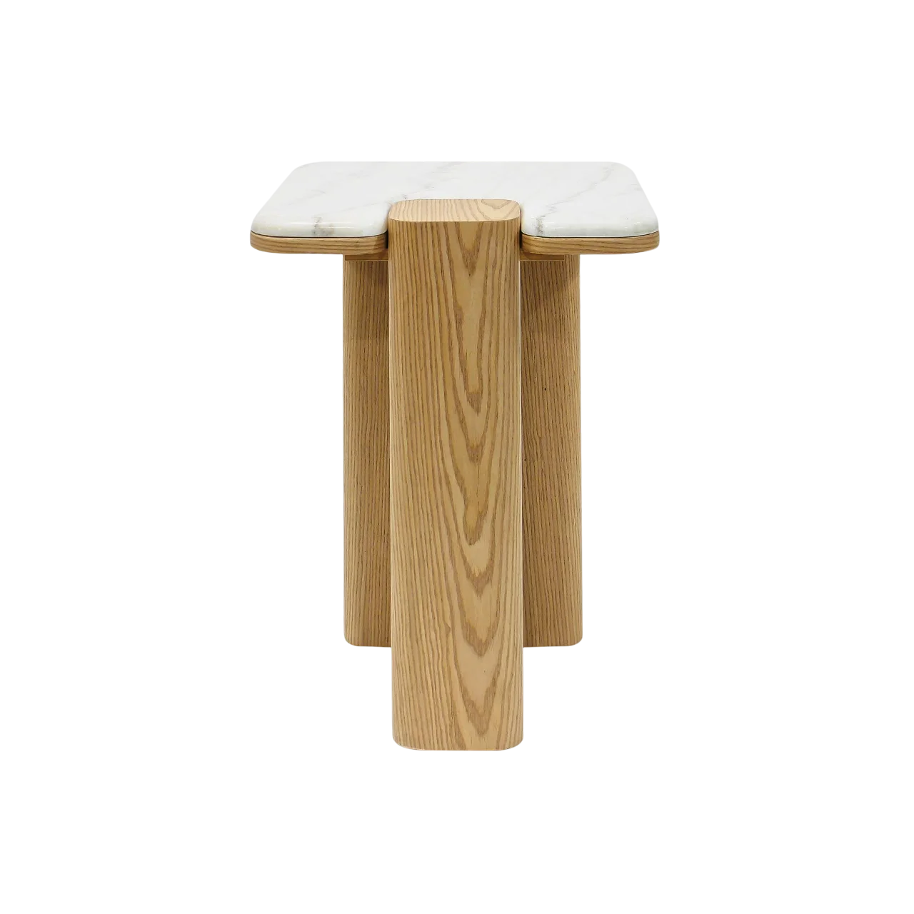 Mesa auxiliar Apolo  roble y porcelanico blanco 51 cm