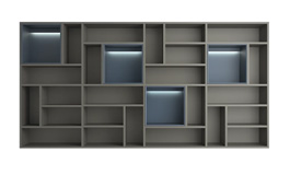 Librería con cubos e iluminación Mondrian