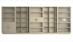 Librería moderna con estantes y vitrina cristal 450 Quantum Librería moderna con estantes y vitrina cristal 450 Quantum