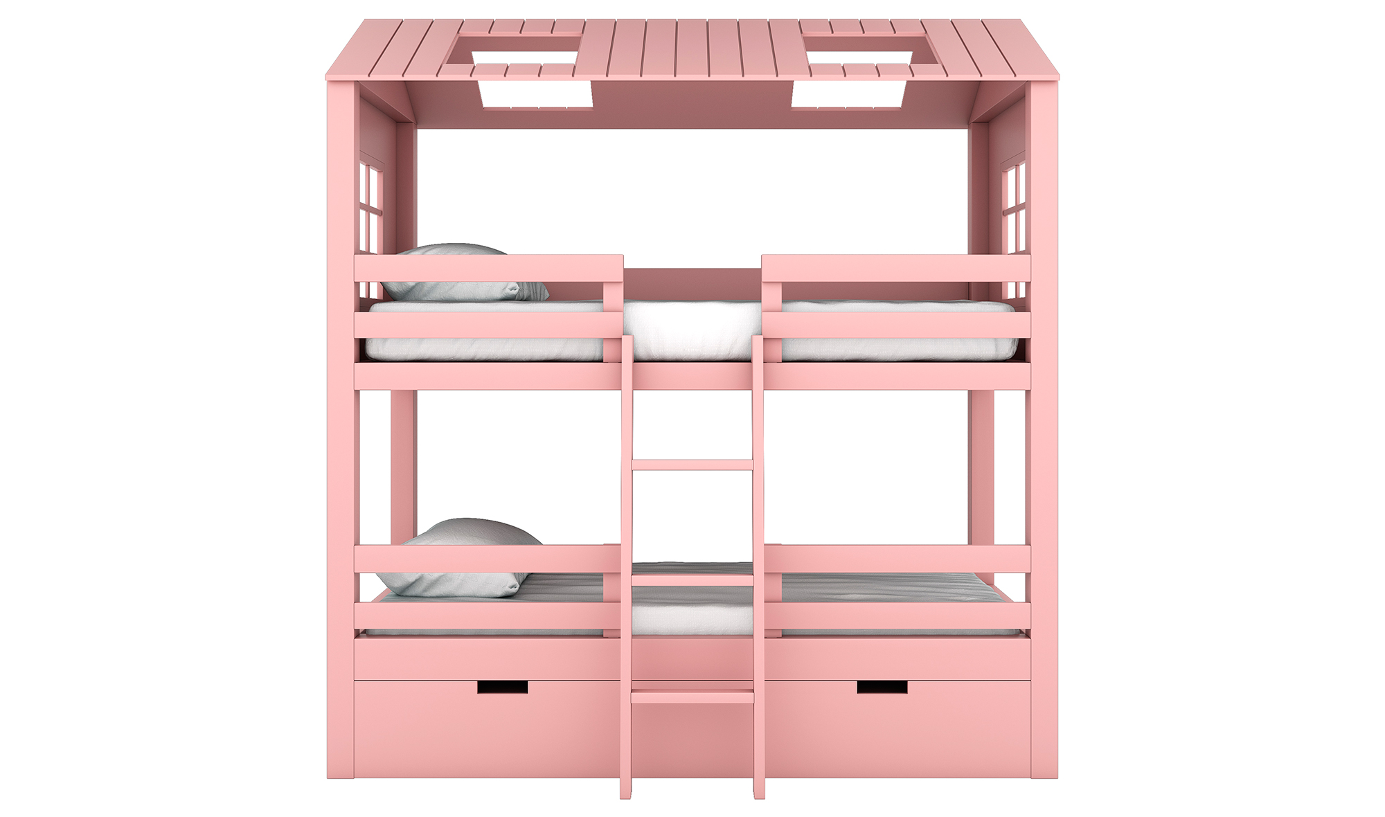 Litera infantil 3 camas 2 aguas rosa Casita