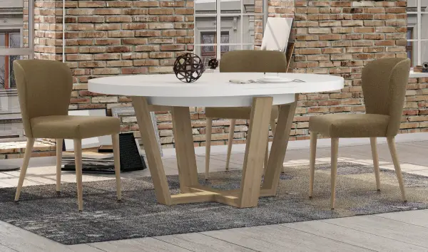 Mesa de comedor redonda extensible nórdica Belagio