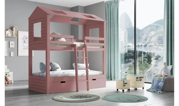 Litera infantil 3 camas 2 aguas Casita