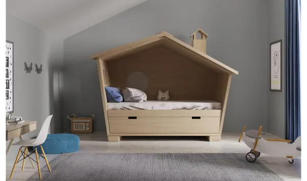 Cama infantil 1 cama 2 aguas Casita