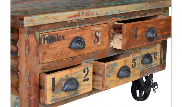 Mesa de centro cuadrada madera reciclada Menier