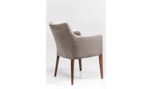 Silla gris terciopelo con reposabrazos Mode Velvet