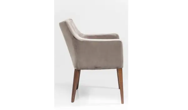 Silla gris terciopelo con reposabrazos Mode Velvet