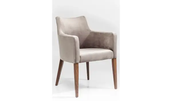 Silla gris terciopelo con reposabrazos Mode Velvet