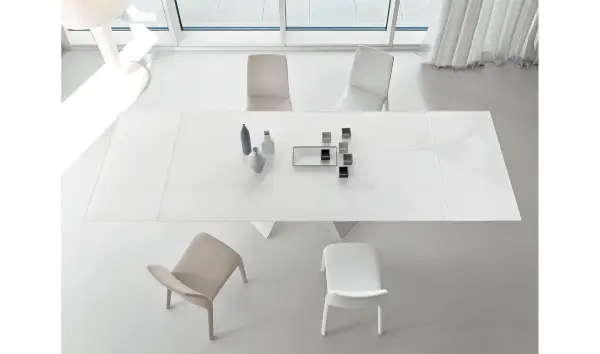 Mesa de comedor extensible cristal blanco Prora Bonaldo