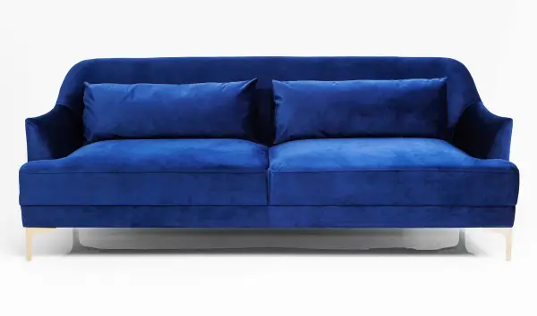 Sofá 3 plazas de terciopelo azul Proud