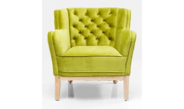 Sillón verde de terciopelo Coffee Shop