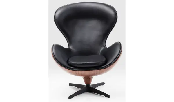 Sillón giratorio Lounge negro Walnut