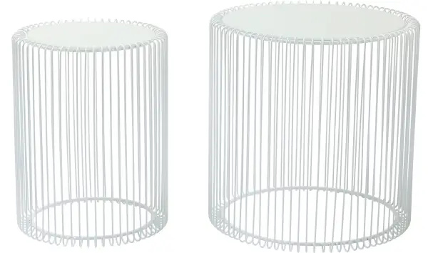 Set de 2 mesas auxiliares Wire blancas