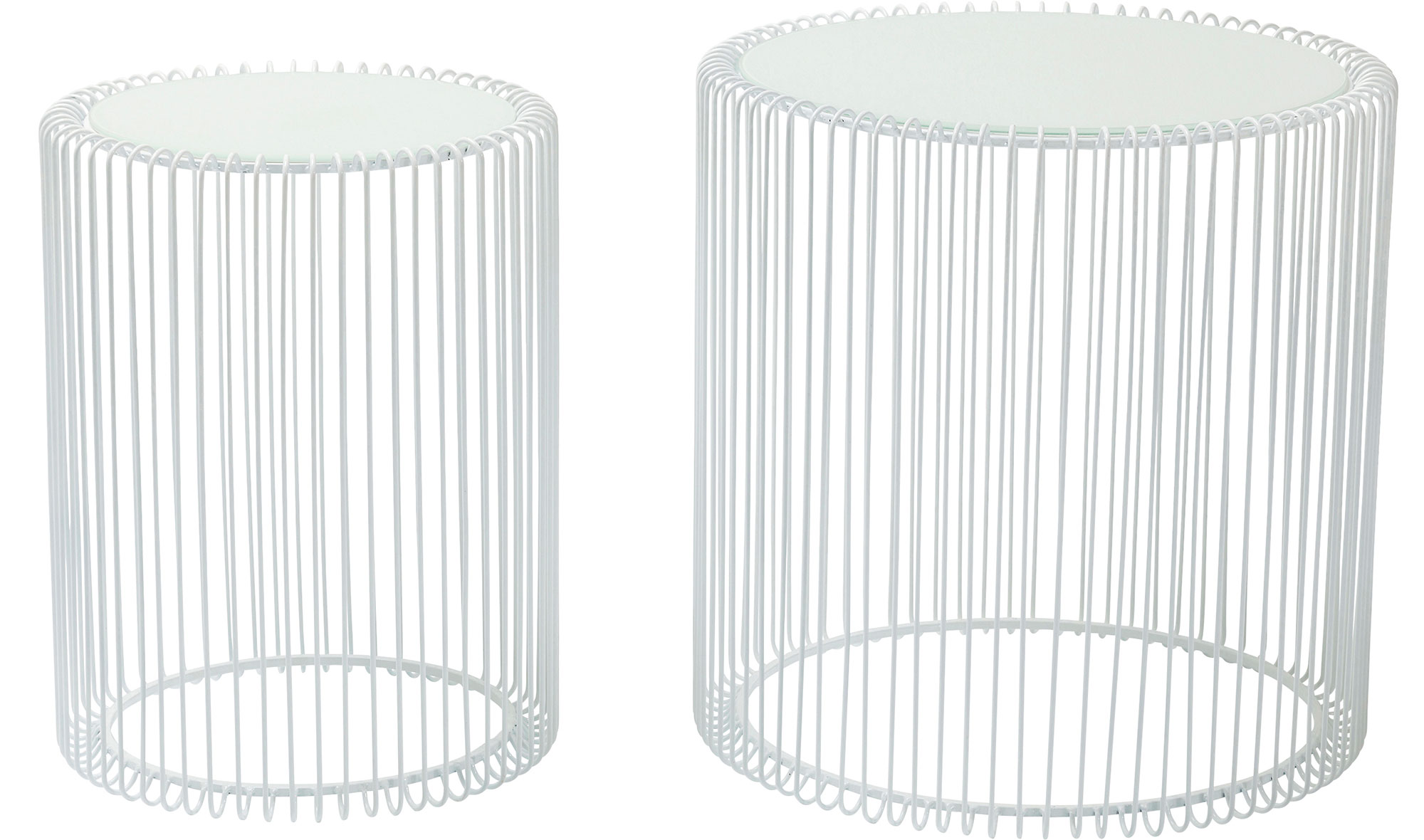 Set de 2 mesas auxiliares Wire blancas
