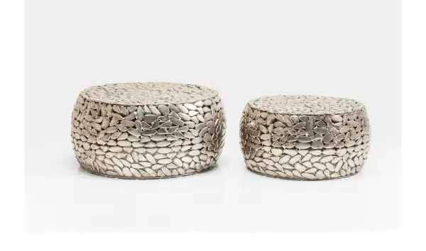 Set de 2 Mesas de centro Pebbles Deluxe plata
