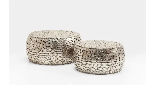 Set de 2 Mesas de centro Pebbles Deluxe plata