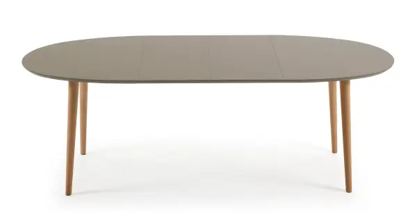 Mesa de comedor ovalada extensible marrón Oqui