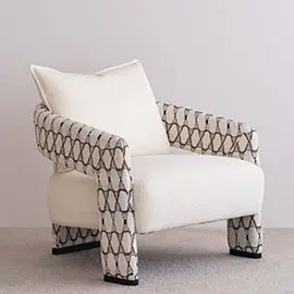 Butaca doble tapizado en beige y estampado