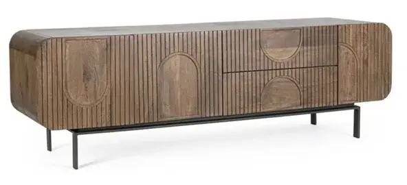 Mueble Tv 3 puertas 2 cajones Orissa Nat madera de mango