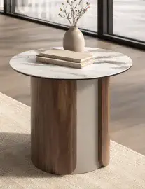 Mesa de rincón redonda porcelánico Siena