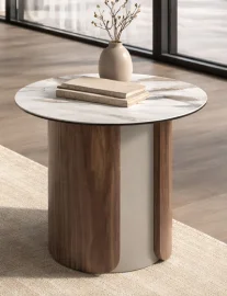 Mesa de rincón redonda porcelánico Siena
