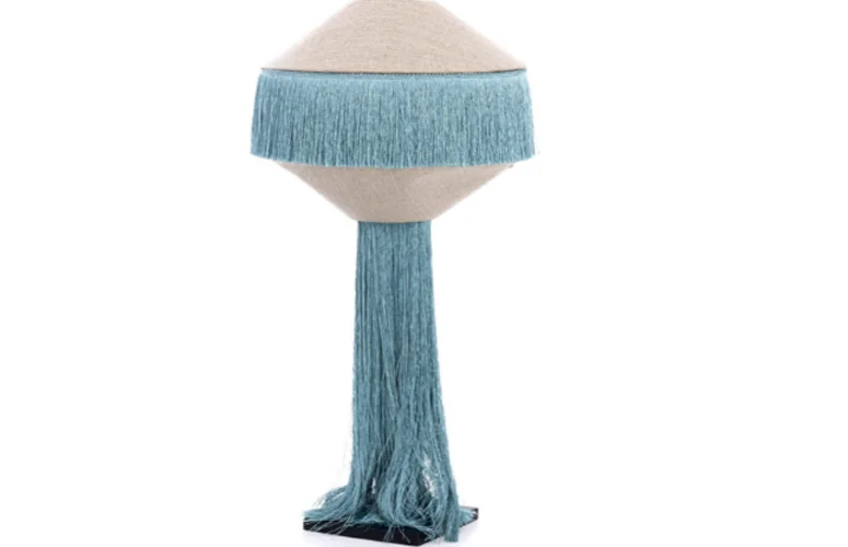 Lámpara sobremesa con flecos azul Sinor Lámpara sobremesa con flecos azul Sinor