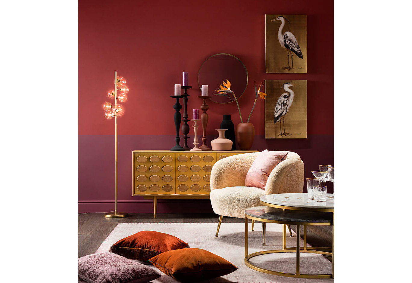 Espejo Curve Round Brass