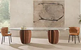 Mesa de comedor nogal y cristal Coral by Punt