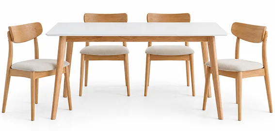 Mesa de comedor roble y lacado blanco Marei Mesa de comedor roble y lacado blanco Marei