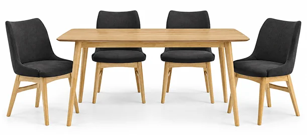 Mesa de comedor fija nórdica Koli en chapa natural de roble