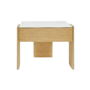 Mesa de noche Giovanni roble y porcelánico blanco