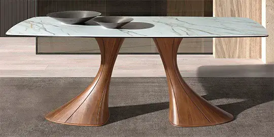 Mesa de comedor nogal y porcelánico Zenia Mesa de comedor nogal y porcelánico Zenia