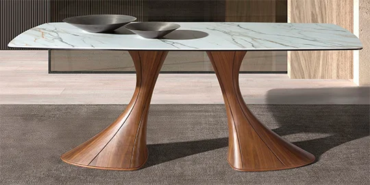 Mesa de comedor nogal y porcelánico Zenia