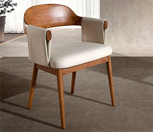 Sillón nogal y polipiel crema Olvena