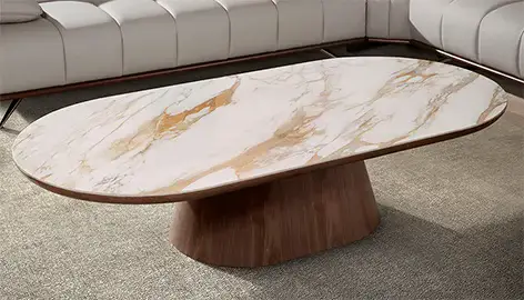 Mesa de centro grande nogal y porcelánico Alhena Mesa de centro grande nogal y porcelánico Alhena