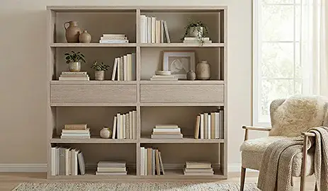 Librería doble 2 cajones roble nórdica Okayama Librería doble 2 cajones roble nórdica Okayama