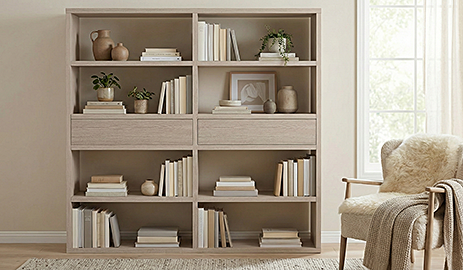 Librer�a doble 2 cajones roble n�rdica Okayama