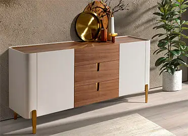 Aparador 3 cajones beige y nogal Mirella Aparador 3 cajones beige y nogal Mirella