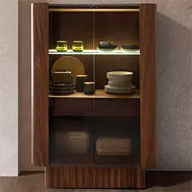 Vitrina curva nogal con luz LED Dorven Vitrina curva nogal con luz LED Dorven