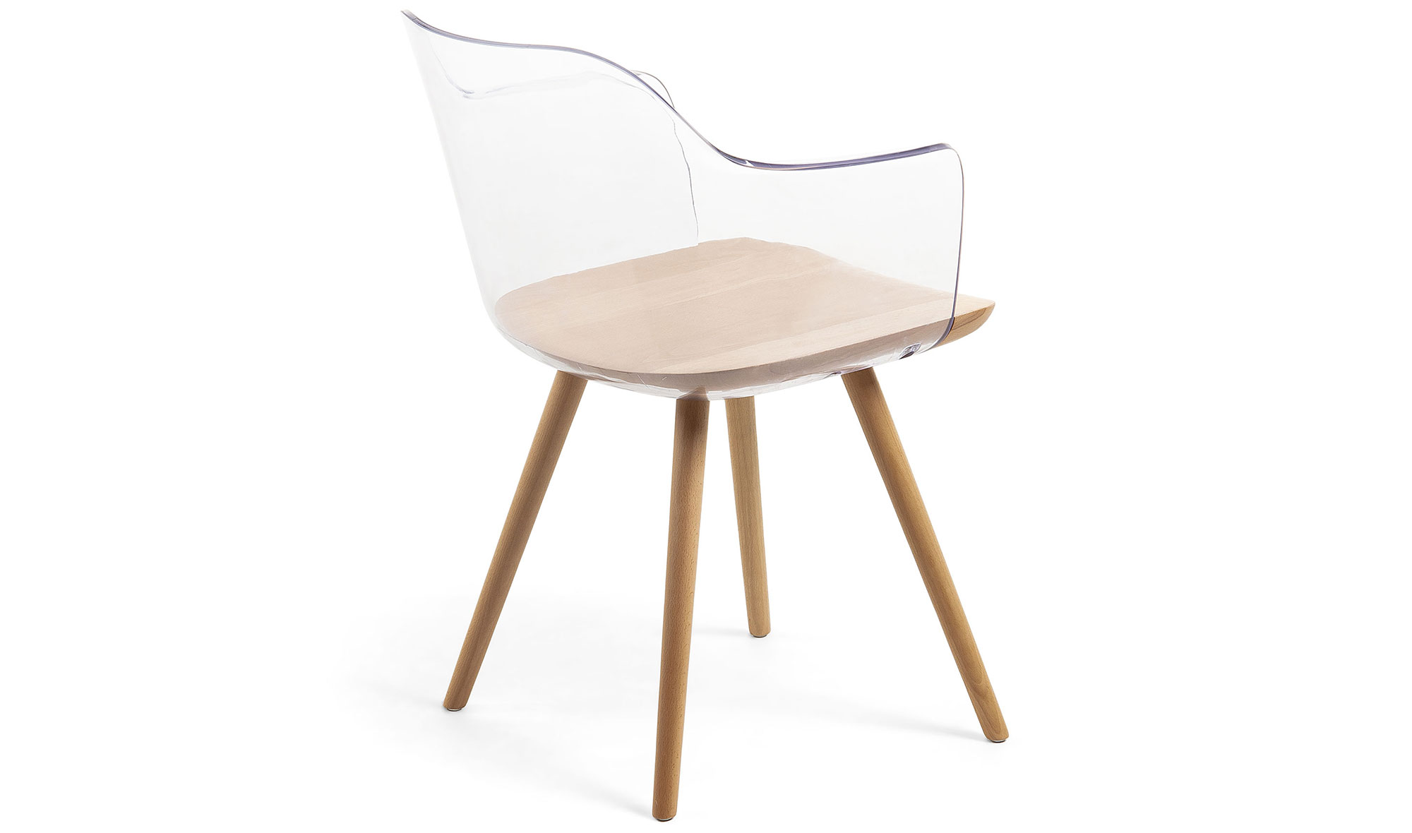 Sillón madera natural y transparente Klan