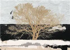Cuadro canvas golden tree