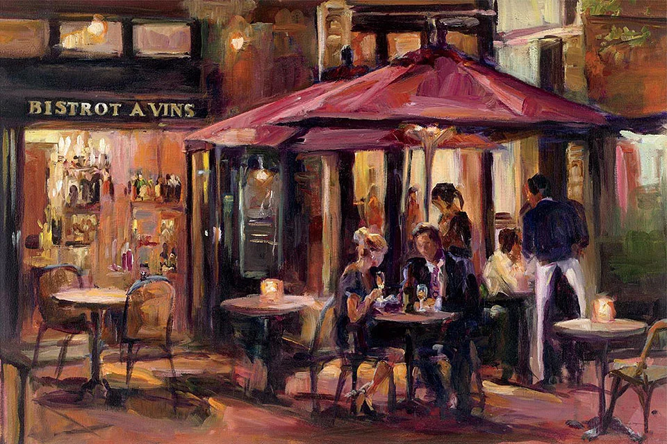 Cuadro canvas paisaje bistrot a vins