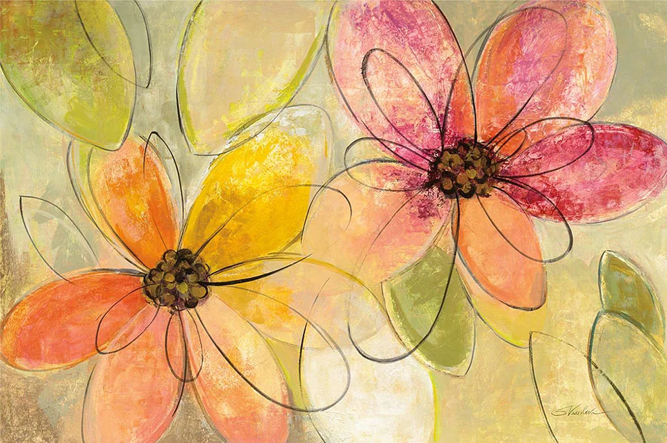 Cuadro canvas neon floral