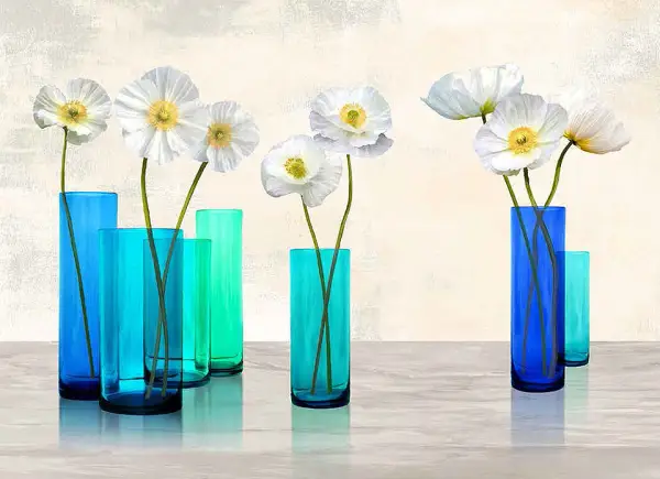 Cuadro canvas poppies in crystal vases
