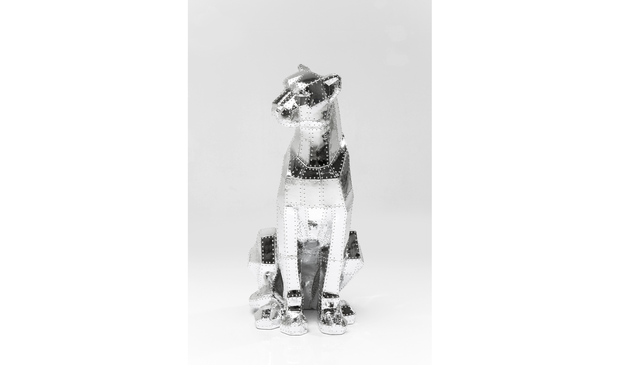 Figura decorativa Sitting Cat Rivet cromo