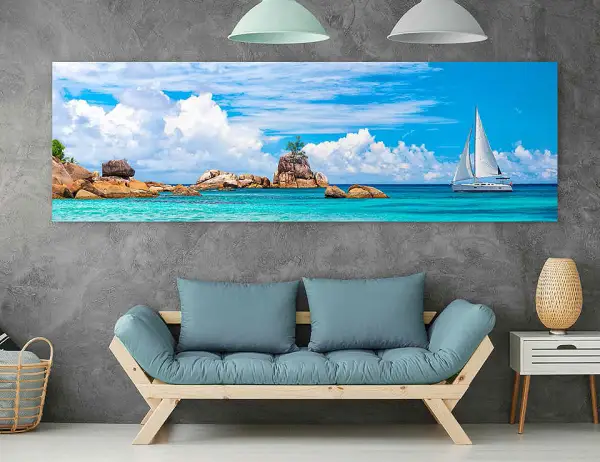 Cuadro canvas sailboat at la digue seychelles