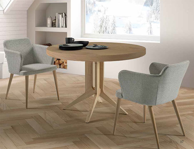 Mesa de comedor redonda extensible roble Dreslon