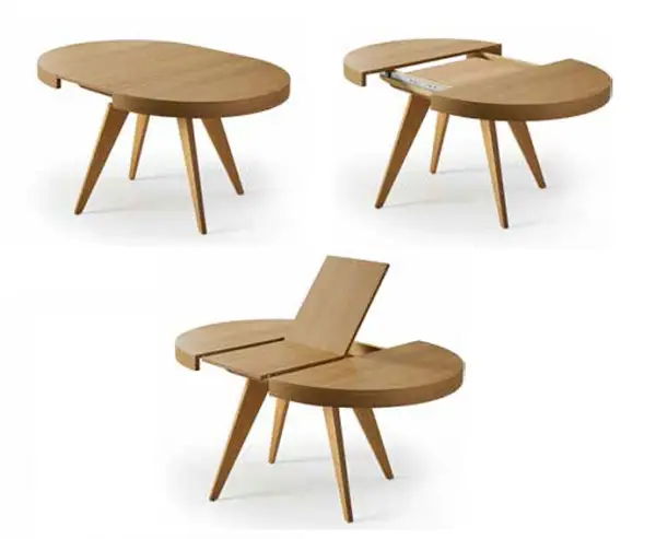 Mesa de comedor redonda extensible roble macizo Linece