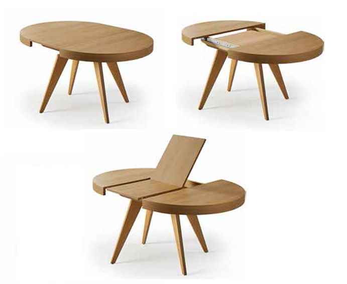 Mesa de comedor redonda extensible roble macizo Linece