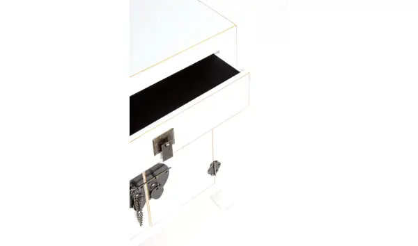 Mesita de noche 2 puertas 1 cajon blanco vintage Pachino