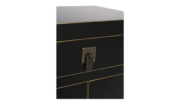 Mesita de noche 2 puertas 1 cajon negro vintage Pachino